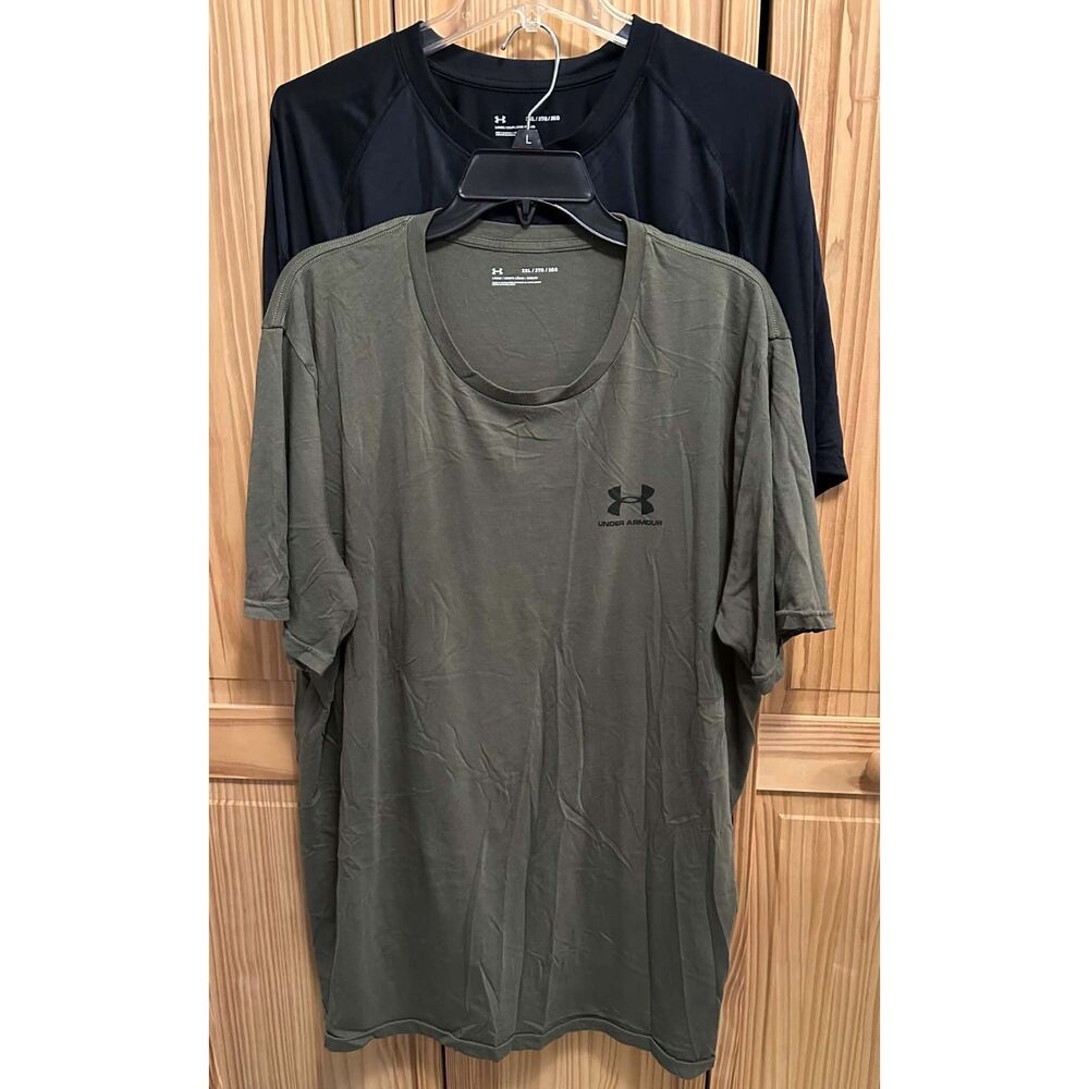 2X Mens Size 3XXXLg Under Armour T-Shirts Green/Blue Short Sleeve Pre-Owned